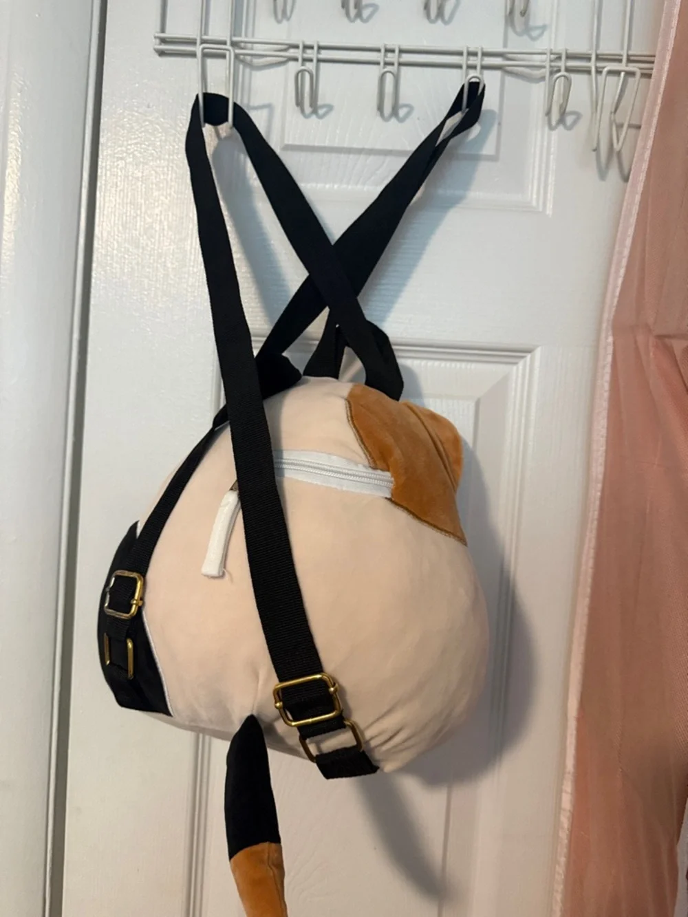 Neuw Calico Cat Plush Backpack - Cream, Black, Brown